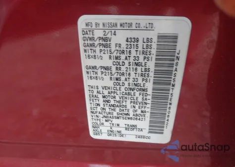 2014 Nissan Rogue Select S from USA, damaged, VIN JN8AS5MT5EW606421